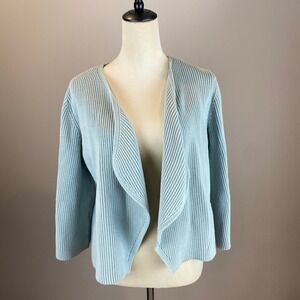 Eileen Fisher Knit Cardigan Sweater Women's Size Large Blue - Flawed